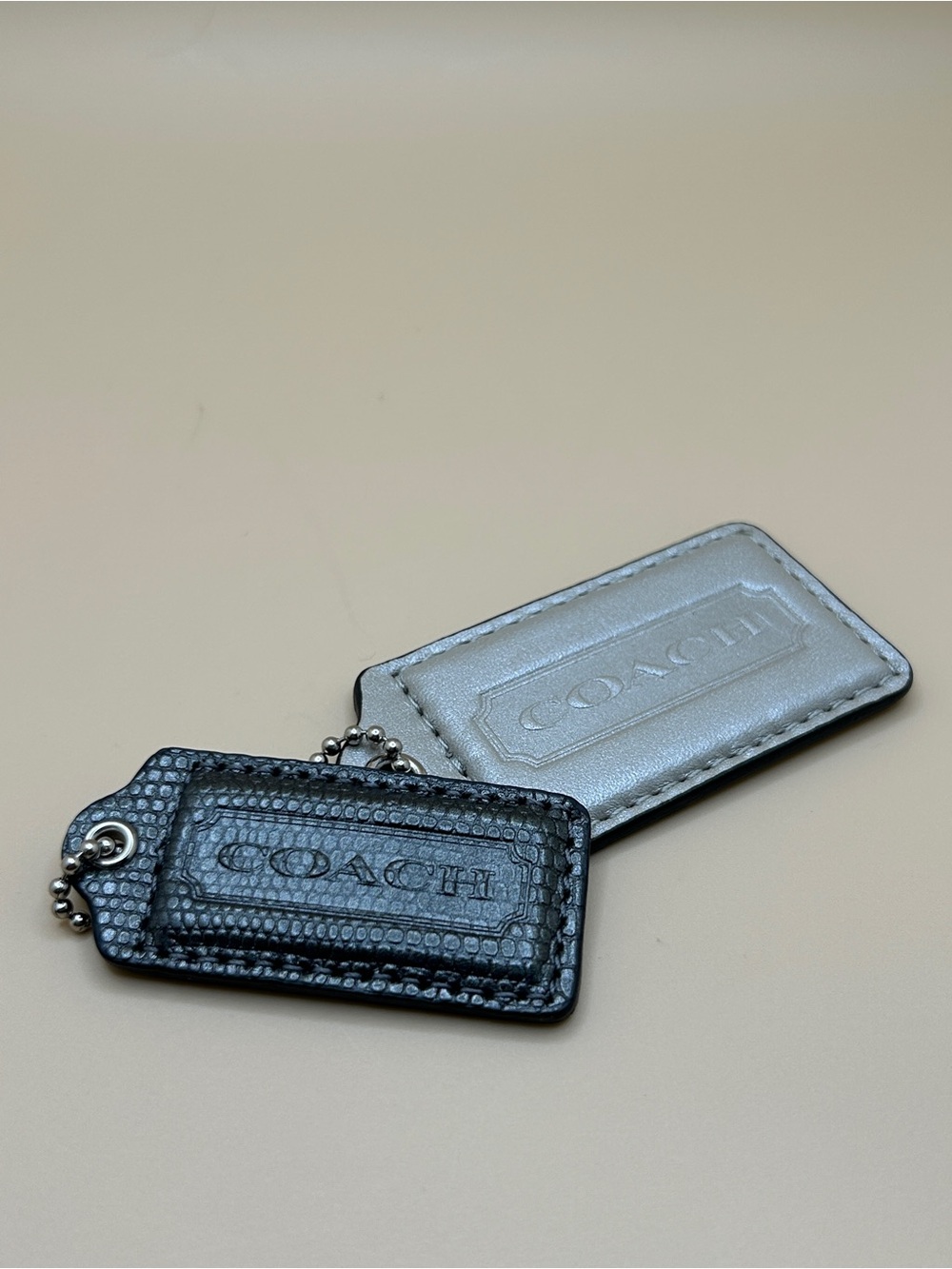 Two Authentic Coach Leather Bag Hang Tags